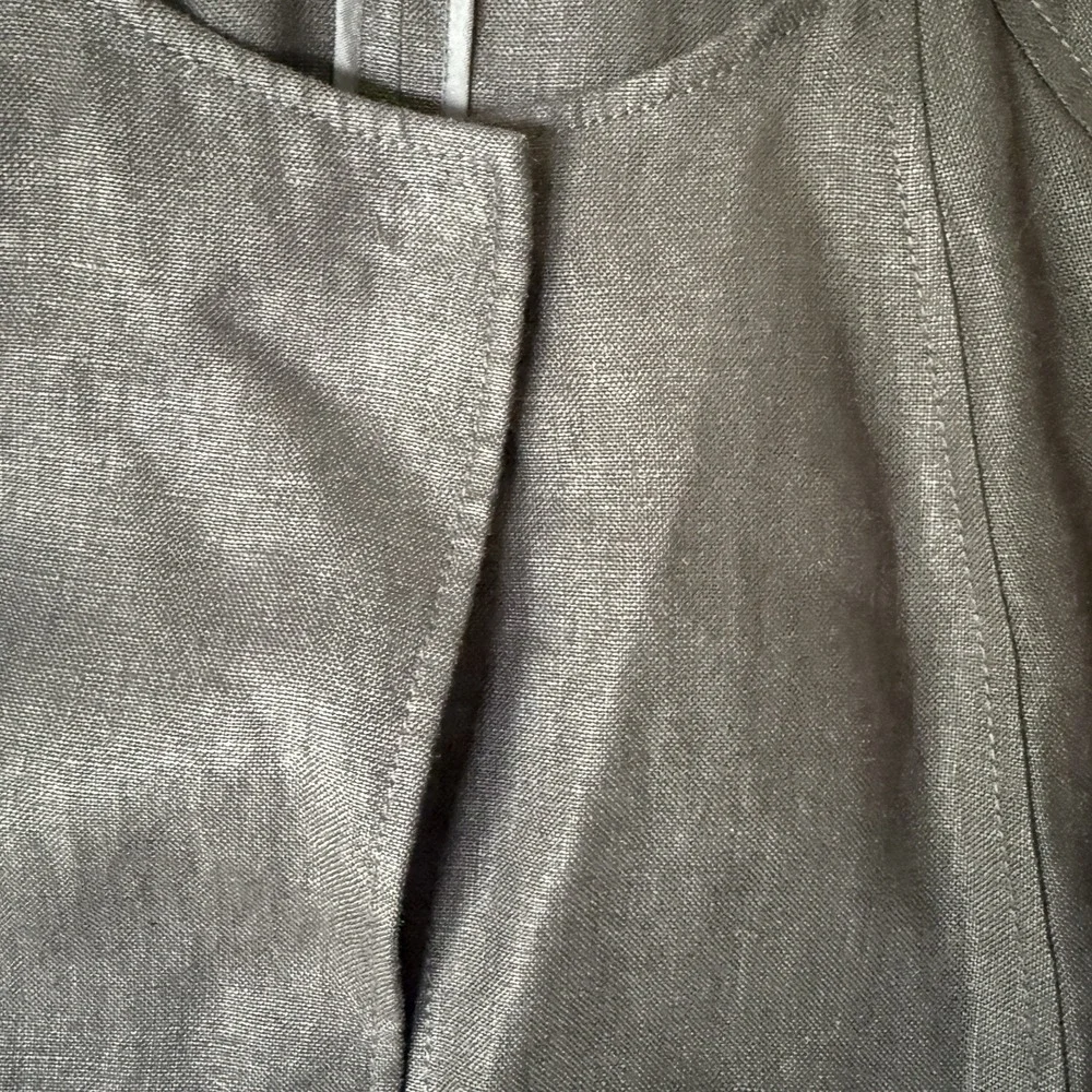Talbots Jacket Size Large Solid Black 100% Irish Linen Long Blazer Coat Topper - Picture 5 of 6